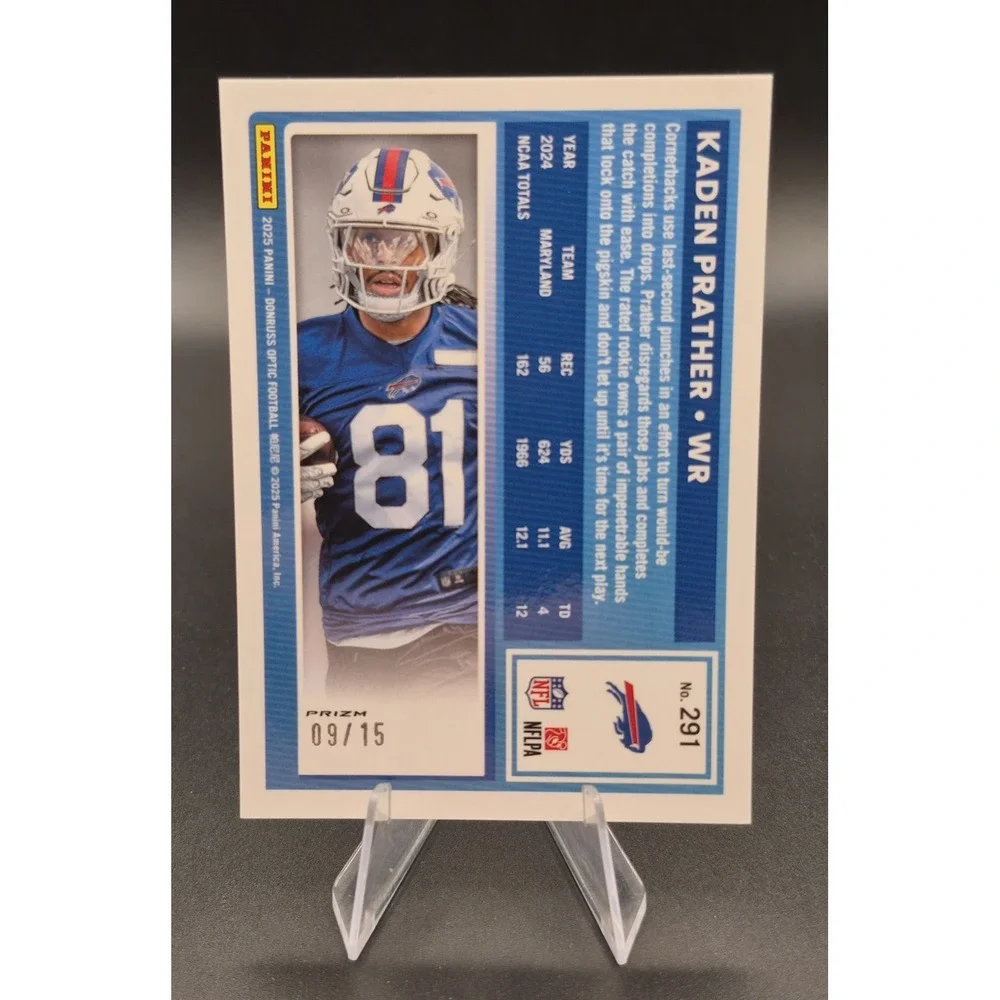2025 Donruss Optic Kaden Prather #291 Rated Rookie Purple Stars Prizm /15 Bills